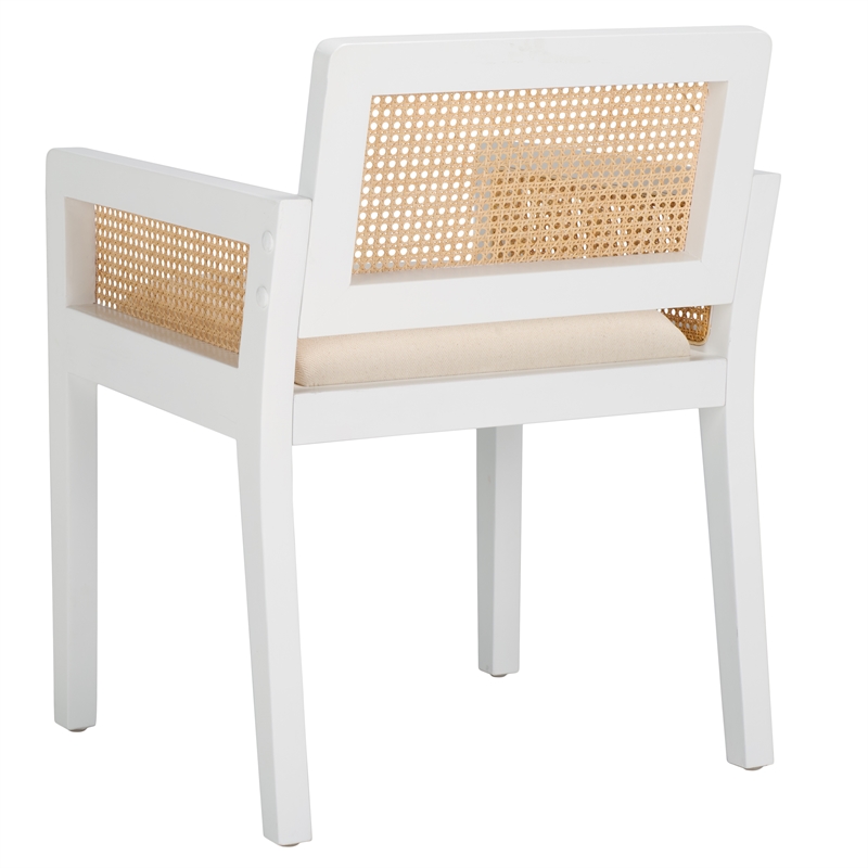Safavieh Patrina Pine Wood Armed Dining Chair in White / Natural
