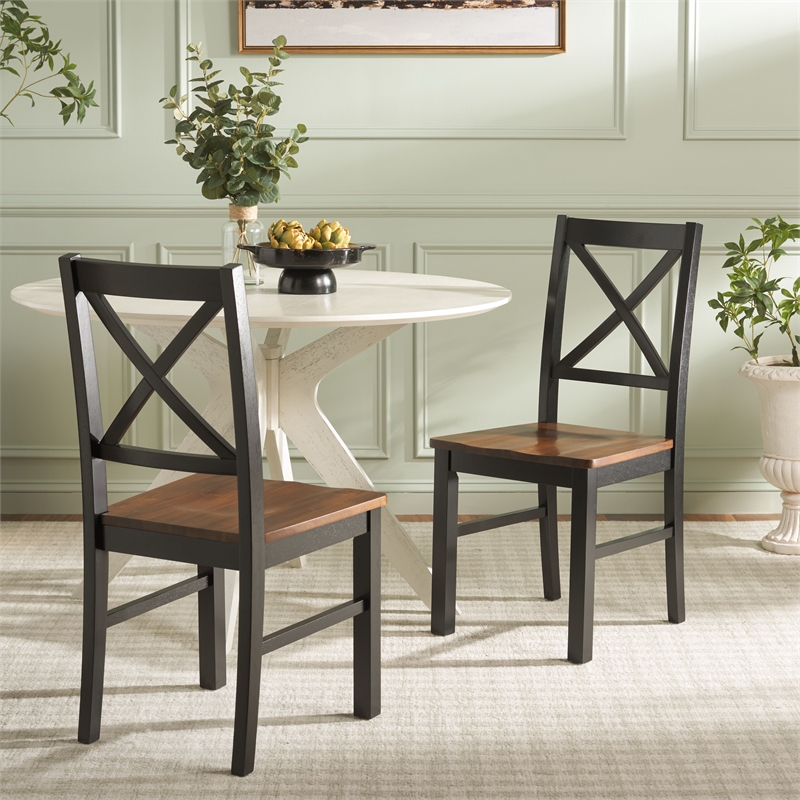 Safavieh Akash Wood Dining Chair in Black / Walnut