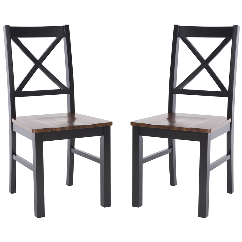 Safavieh Akash Wood Dining Chair in Black / Walnut