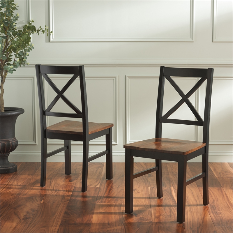 Safavieh Akash Wood Dining Chair in Black / Walnut