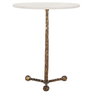 Safavieh Sizia Round Aluminum Accent Table in White /Brass