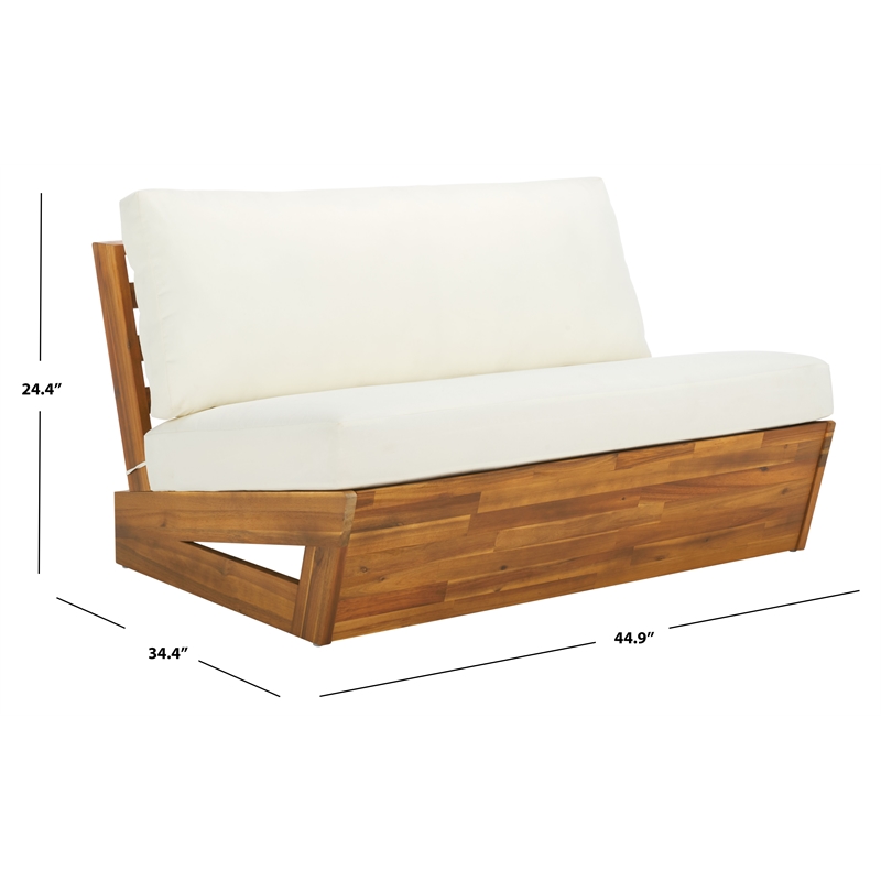 Safavieh Dune Wood and Polyester Sofa in Natural / Beige