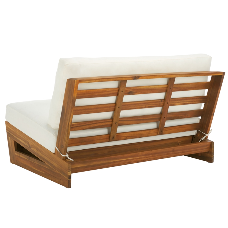 Safavieh Dune Wood and Polyester Sofa in Natural / Beige