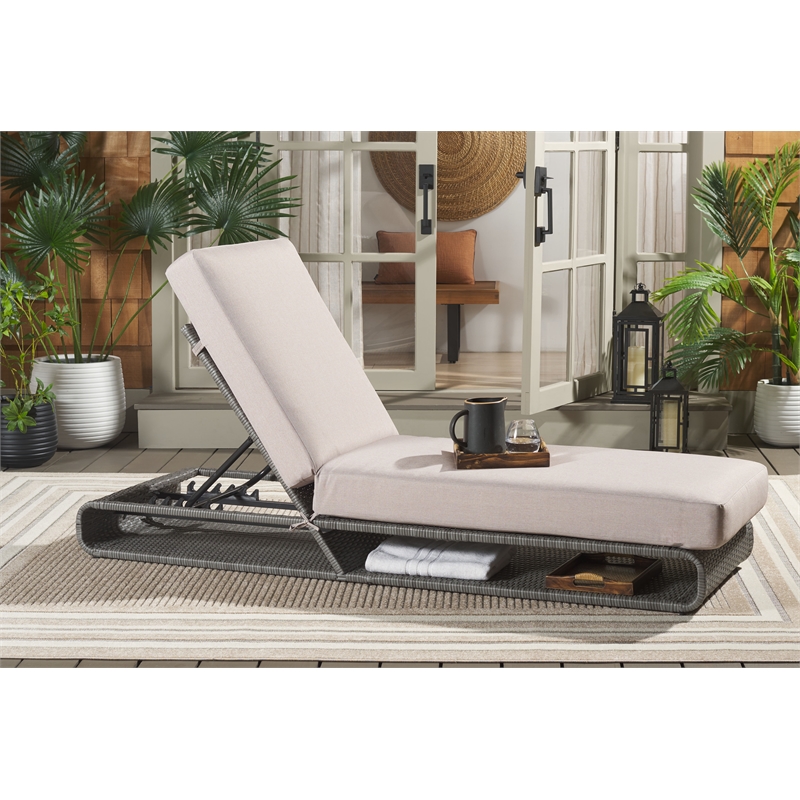 Safavieh Vale Steel and Polyester Lounger in Gray / Light Gray
