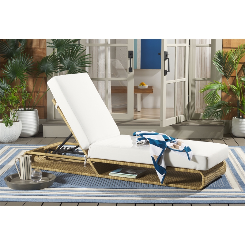 Safavieh Vale Steel and Polyester Lounger in Natural / White