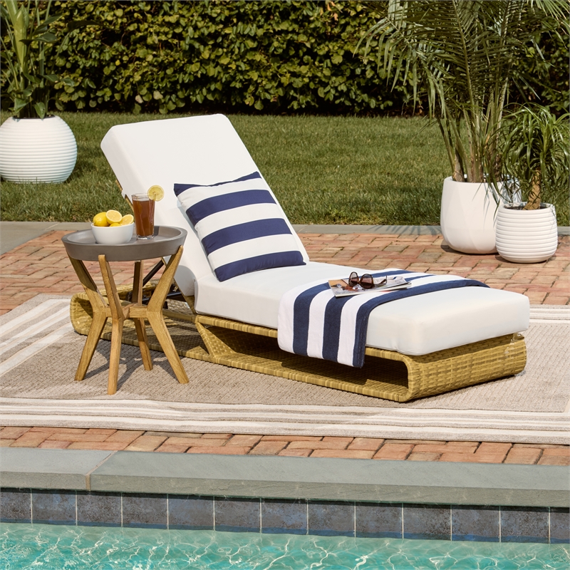 Safavieh Vale Steel and Polyester Lounger in Natural / White