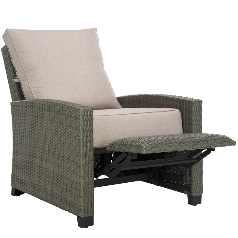 Safavieh Landon Aluminum and Polyester Recliner Chair in Brown / Light Gray
