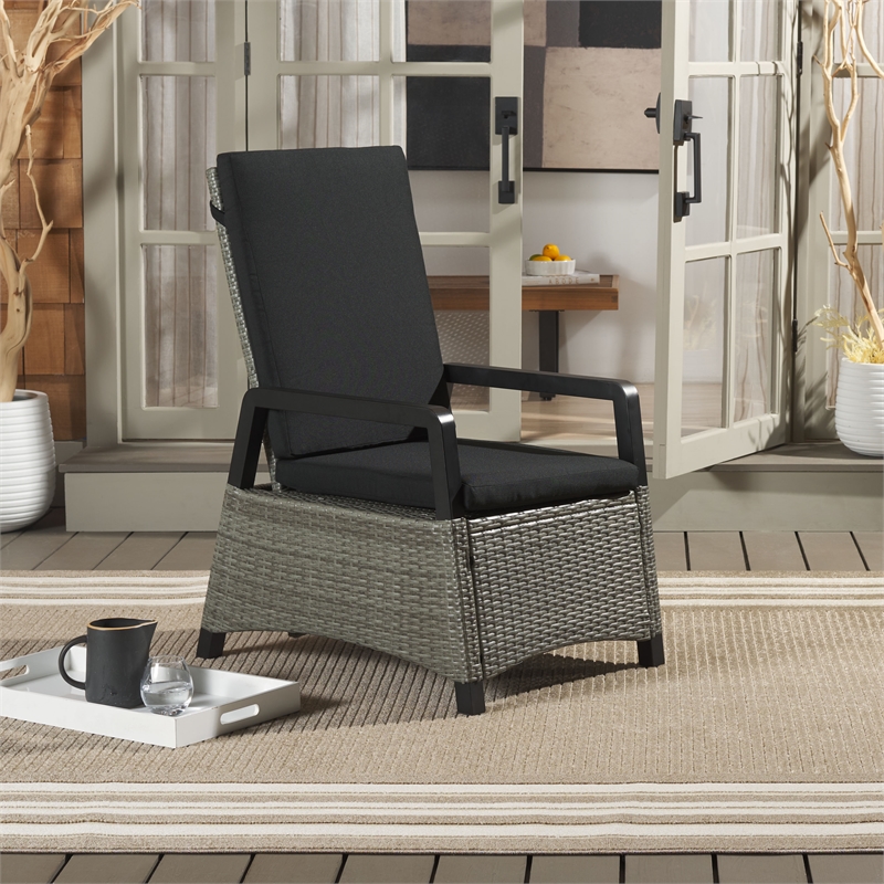 Safavieh Herman Steel and Polyester Recliner Chair  in  Brown / Black