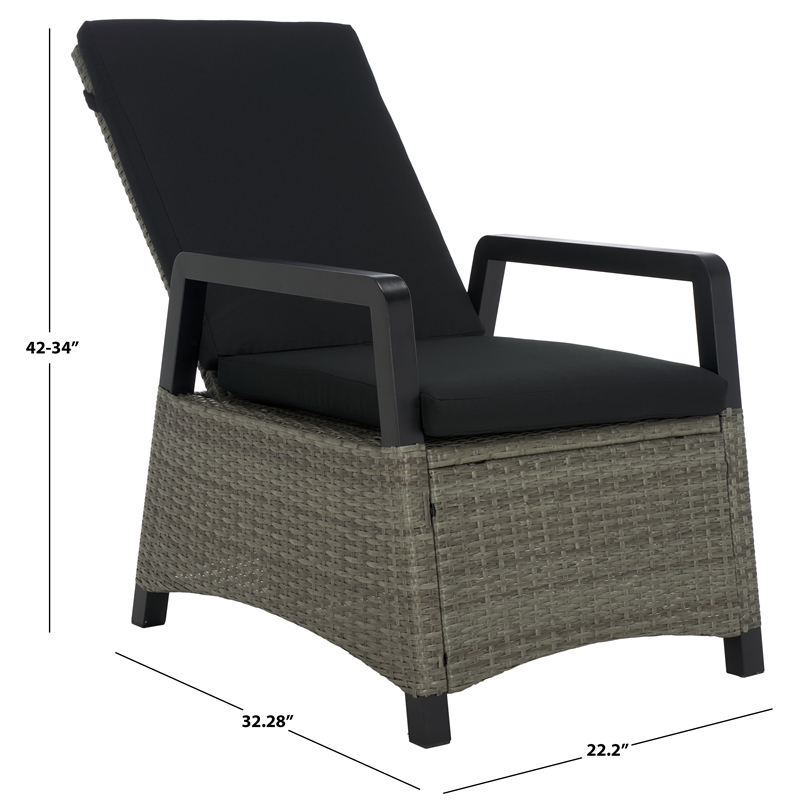 Safavieh Herman Steel and Polyester Recliner Chair  in  Brown / Black