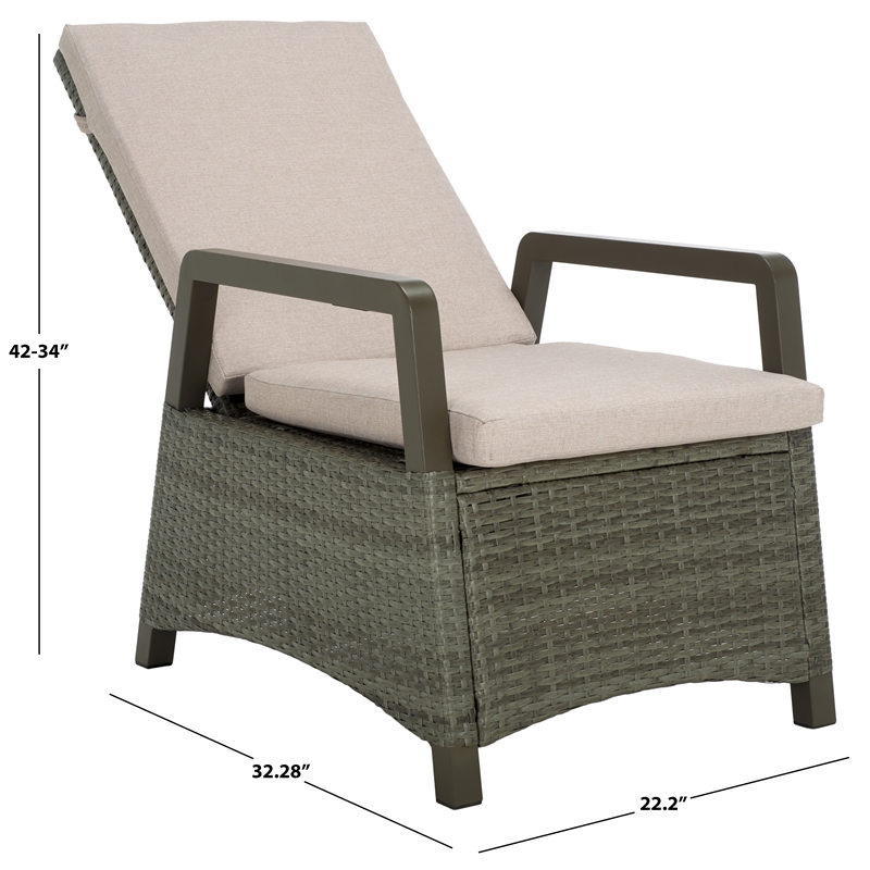 Safavieh Herman Steel and Polyester Recliner Chair in  Brown / Light Gray