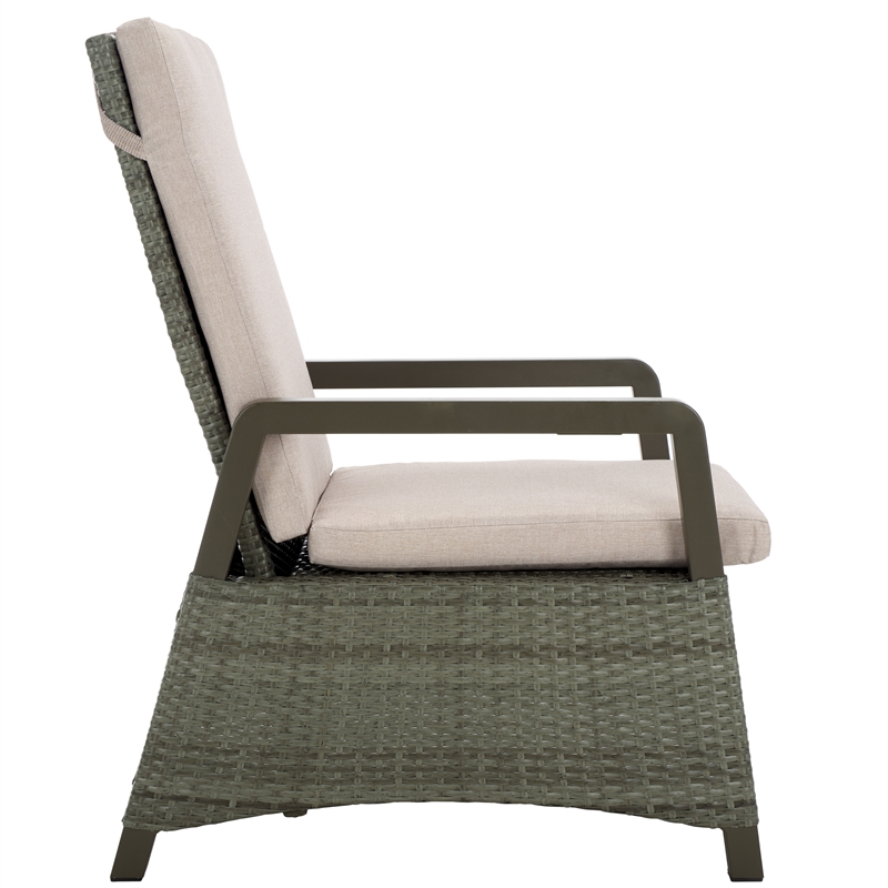 Safavieh Herman Steel and Polyester Recliner Chair in  Brown / Light Gray