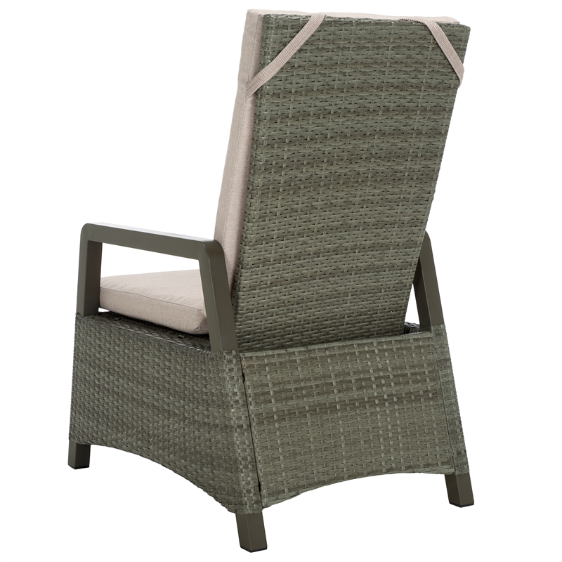 Safavieh Herman Steel and Polyester Recliner Chair in  Brown / Light Gray
