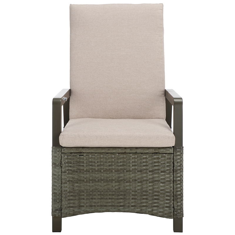 Safavieh Herman Steel and Polyester Recliner Chair in  Brown / Light Gray