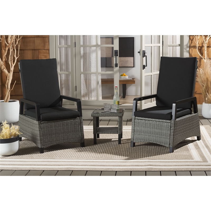 Safavieh Herman Steel and Polyester Recliner 3 Pc Set in Brown / Black