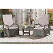 Safavieh Herman Steel and Polyester Recliner 3 Pc Set in Brown / Light Gray