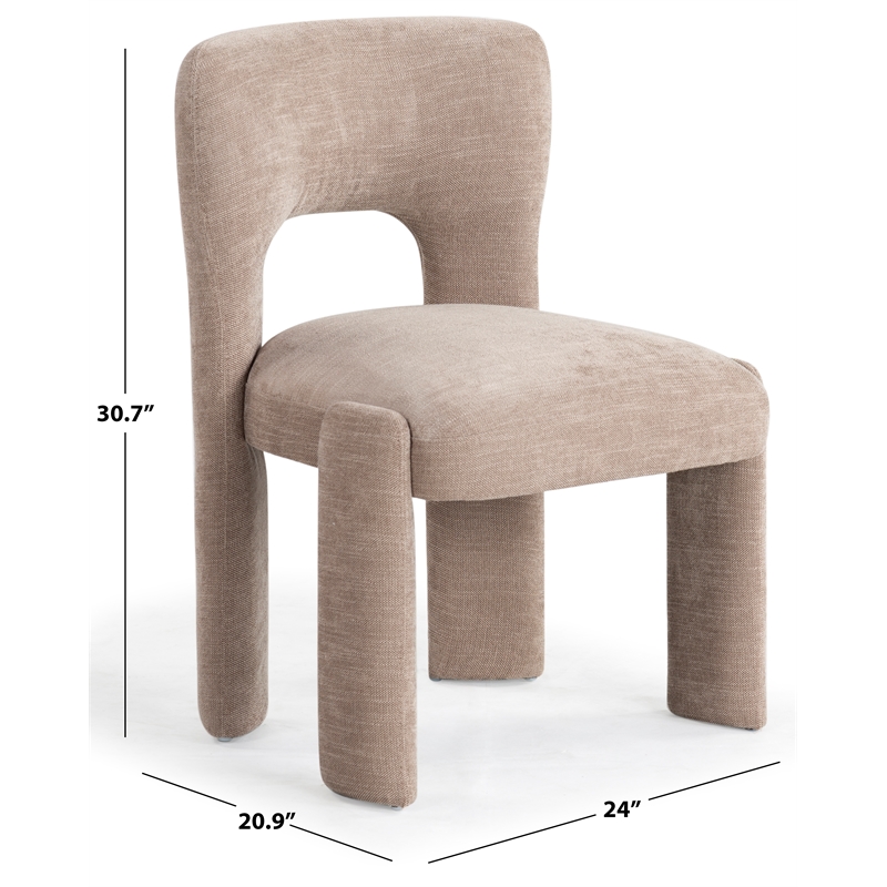 Safavieh Tamlyn Performance Wood and Fabric Dining Chair in Light Brown