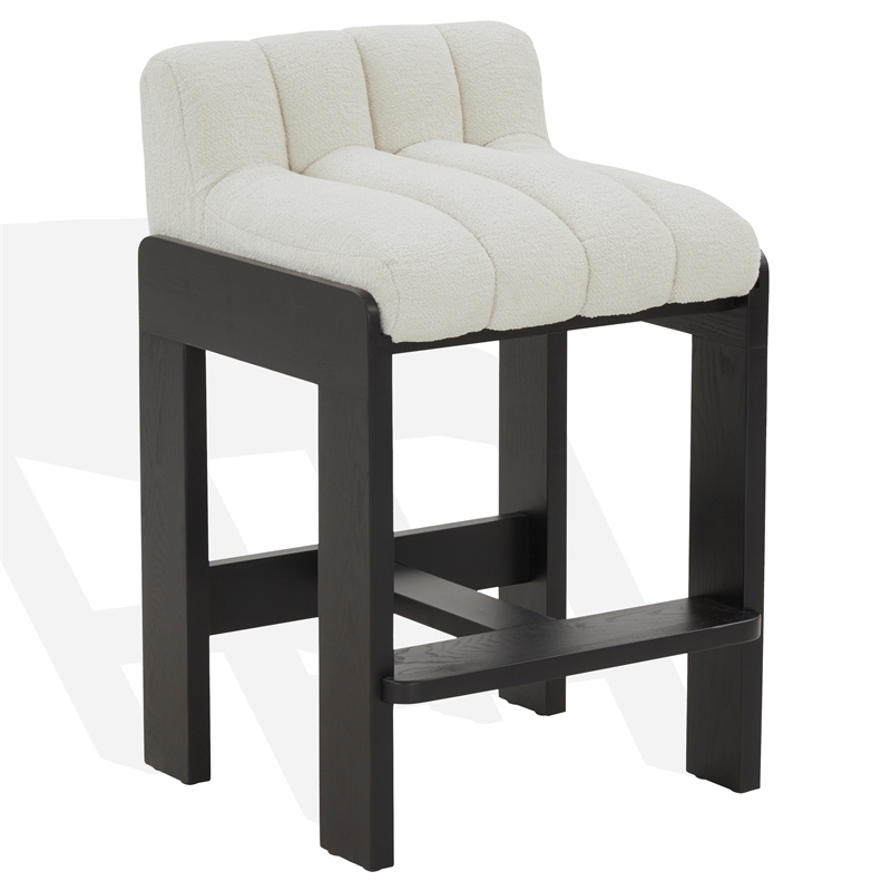 Safavieh Delphini Wood Counter Stool  in Ivory / Black