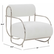 Safavieh Bethann Stainless Steel Frame Accent Chair in White / Silver