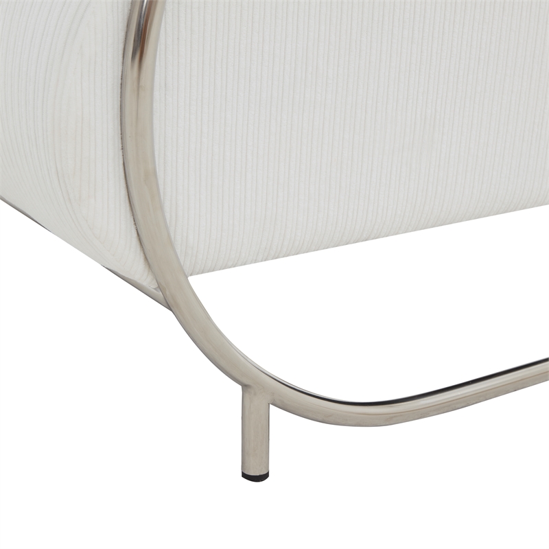 Safavieh Bethann Stainless Steel Frame Accent Chair in White / Silver