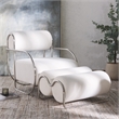 Safavieh Bethann Stainless Steel Frame Accent Chair in White / Silver
