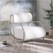 Safavieh Bethann Stainless Steel Frame Accent Chair in White / Silver