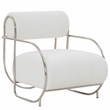 Safavieh Bethann Stainless Steel Frame Accent Chair in White / Silver