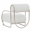 Safavieh Bethann Stainless Steel Frame Accent Chair in White / Silver