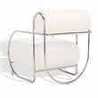Safavieh Bethann Stainless Steel Frame Accent Chair in White / Silver