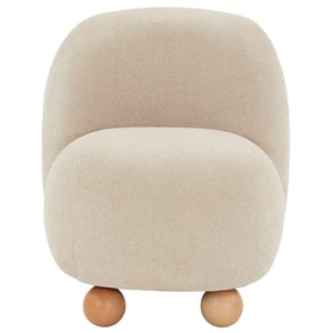 Safavieh Kalia Wood Bun Foot Accent Chair in Tan / Natural