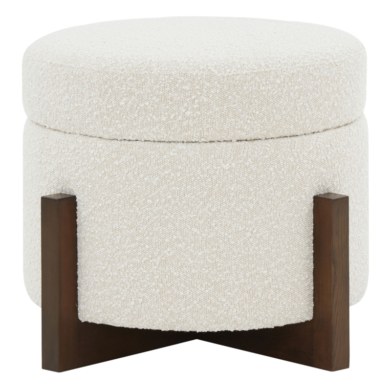 Safavieh Danylyn Wood Storage Ottoman  in Cream / Brown