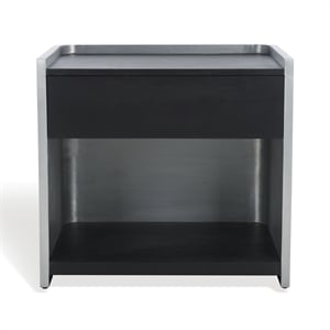 Safavieh Ottawa Wood and Aluminum Nightstand in Black / Silver