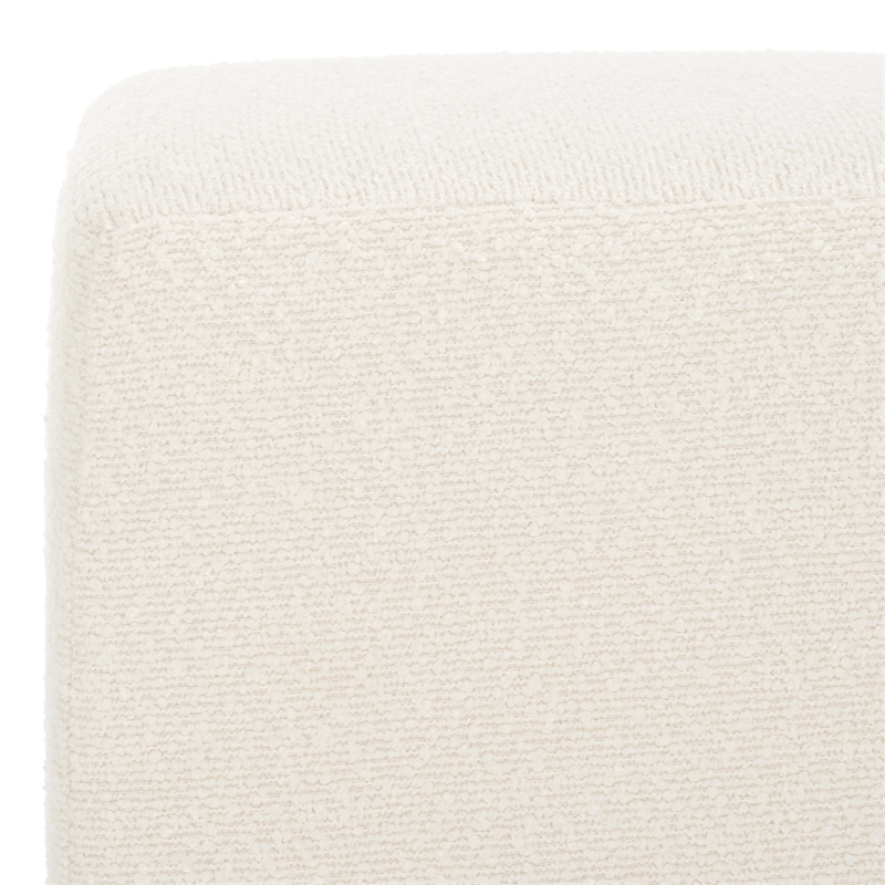 Safavieh Jessa Square Wood and Iron Ottoman in Ivory / Brass