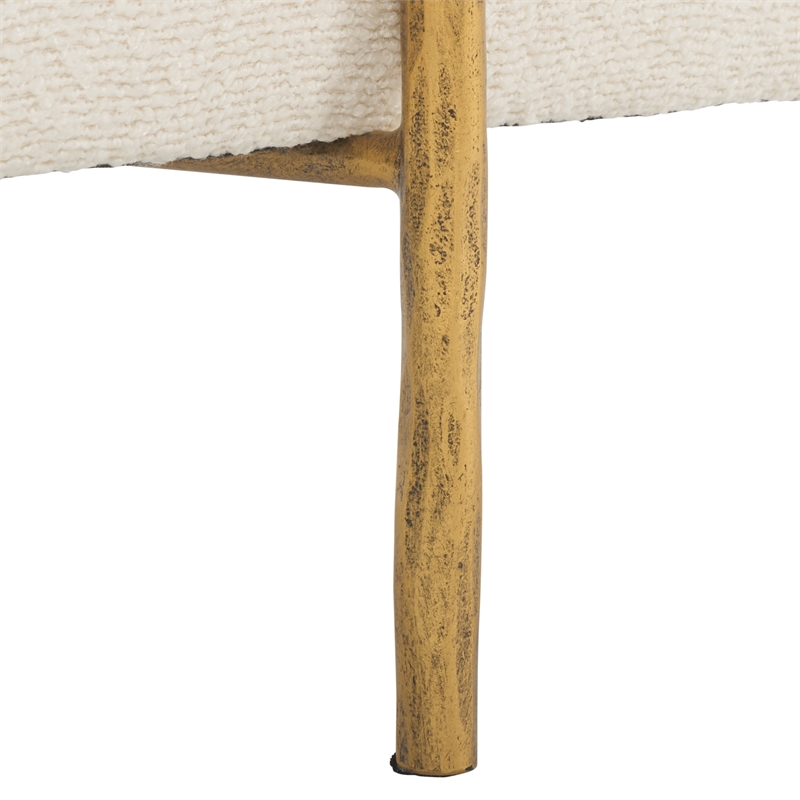 Safavieh Jessa Square Wood and Iron Ottoman in Ivory / Brass