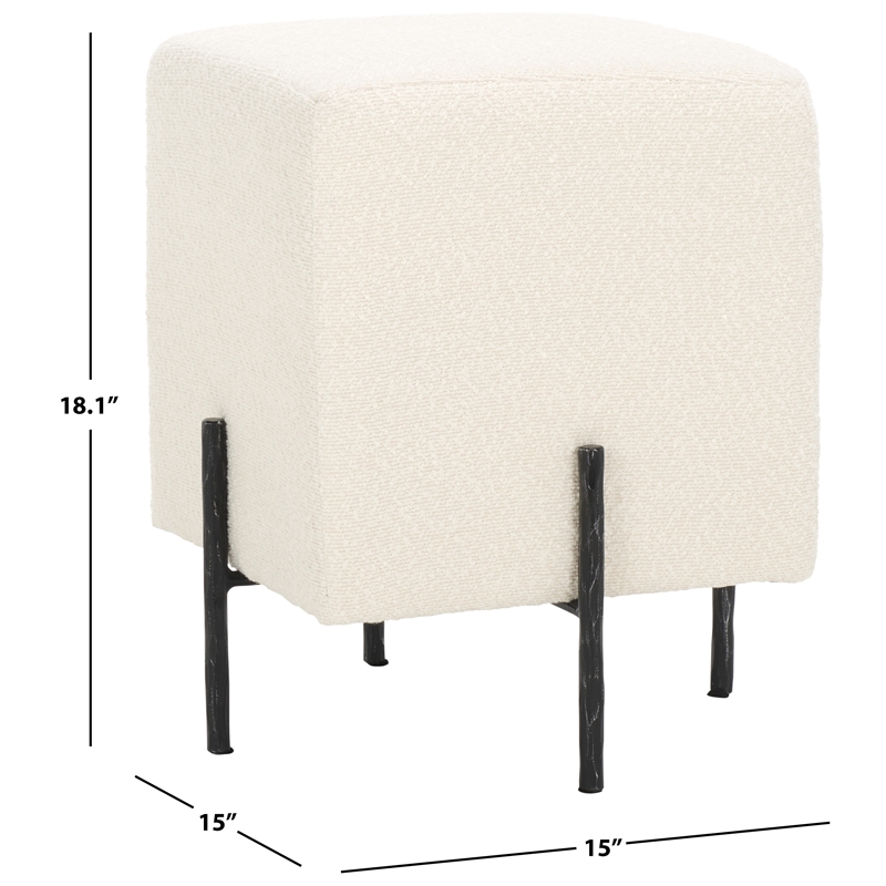 Safavieh Jessa Square Wood and Iron Ottoman in Ivory / Black