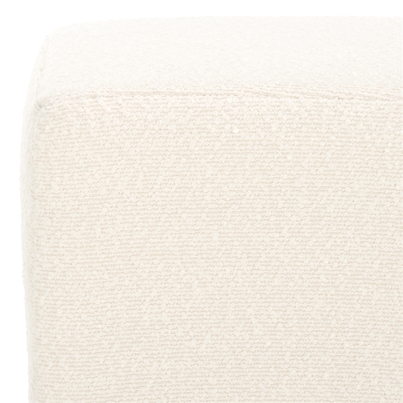 Safavieh Jessa Square Wood and Iron Ottoman in Ivory / Black