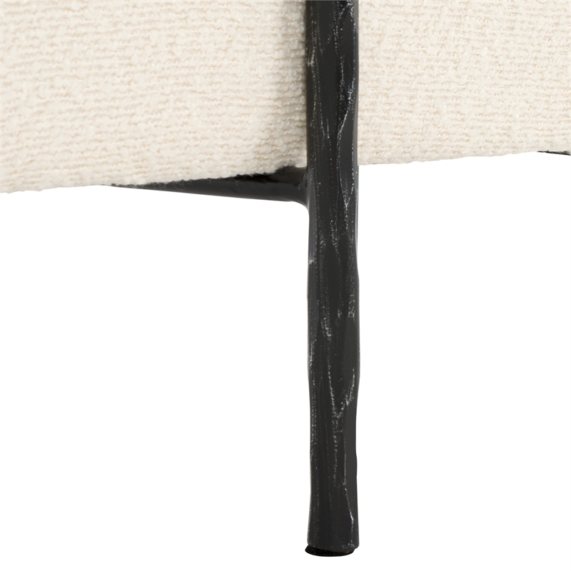 Safavieh Jessa Square Wood and Iron Ottoman in Ivory / Black