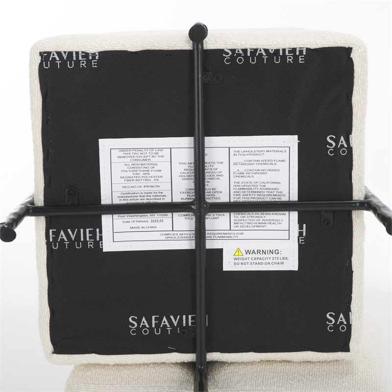 Safavieh Jessa Square Wood and Iron Ottoman in Ivory / Black