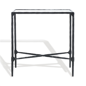 Safavieh Isabellina Iron and Glass Accent Table in Black / Clear
