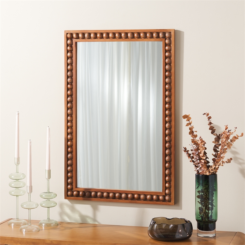 Safavieh Olena Wood Mirror in Red / Brown