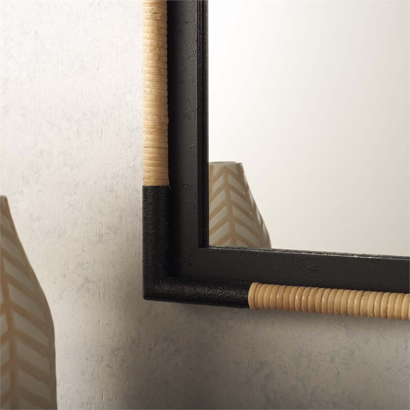 Safavieh Renah Wood and Iron Mirror in Natural / Black