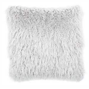 Safavieh Shag Modish Polyester Metallic Pillow in Silver