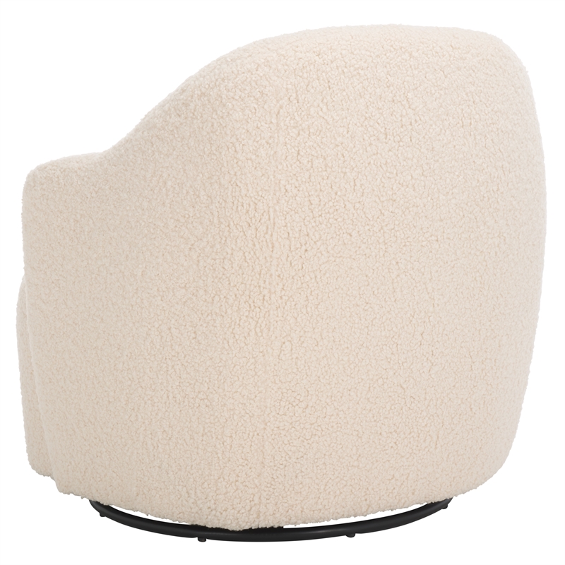 Safavieh Theoden Wood and Iron Swivel Accent Chair in Off White
