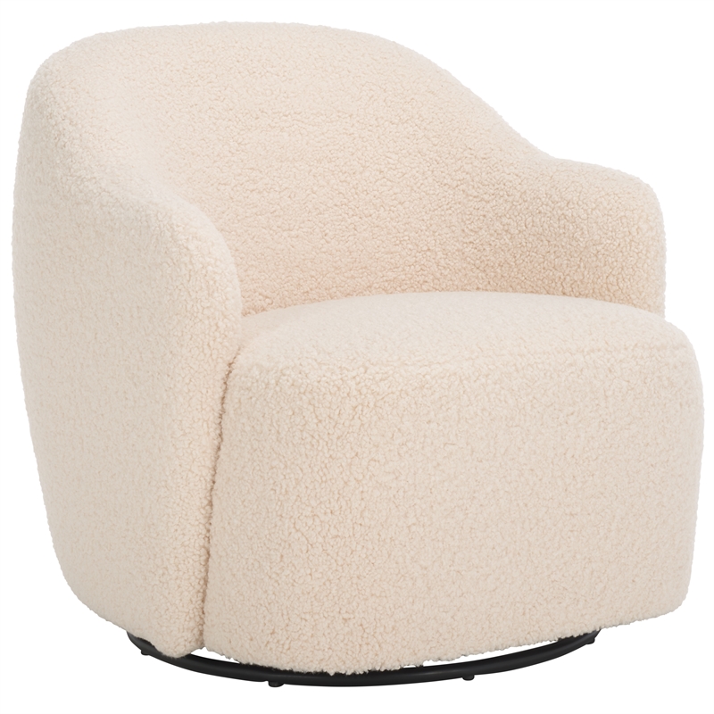 Safavieh Theoden Wood and Iron Swivel Accent Chair in Off White