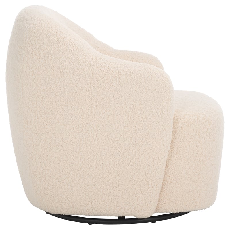 Safavieh Theoden Wood and Iron Swivel Accent Chair in Off White