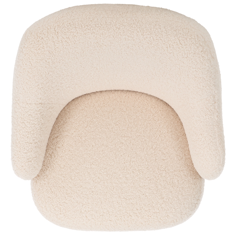 Safavieh Theoden Wood and Iron Swivel Accent Chair in Off White