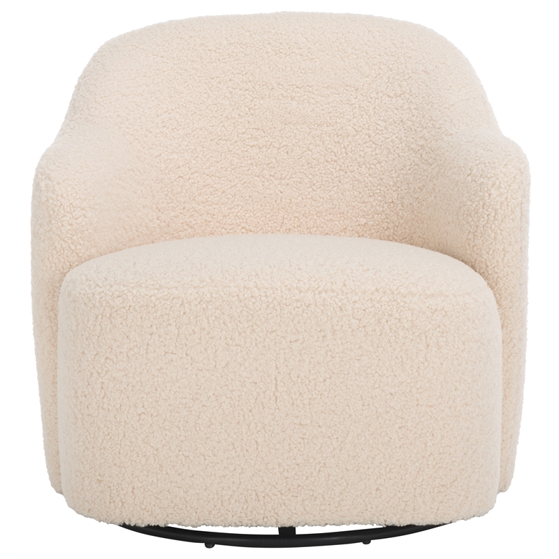 Safavieh Theoden Wood and Iron Swivel Accent Chair in Off White