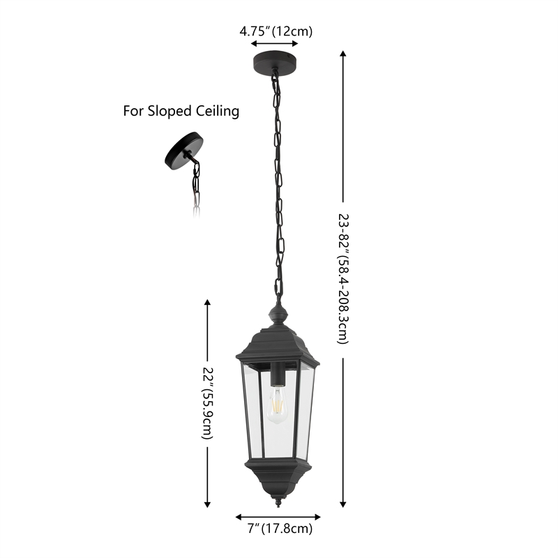 Safavieh Teri Metal and Glass Outdoor Pendant in Black