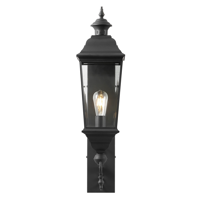 Safavieh Braden Metal and Glass Outdoor Wall Sconce in Black