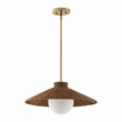 Safavieh Kalena Rattan and Metal Pendant in Natural / Brass