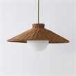 Safavieh Kalena Rattan and Metal Pendant in Natural / Brass